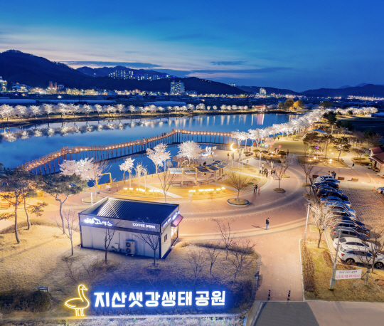 야경을 입힌 경북 구미시 지산동 지산샛강생태공원. 구미시청 제공