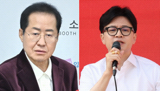 홍준표(왼쪽) 대구시장과 한동훈 국민의힘 전 비상대책위원장 문화일보 자료사진