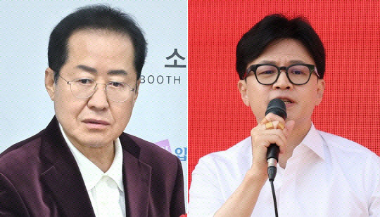 홍준표(왼쪽) 대구시장과 한동훈 국민의힘 전 비상대책위원장 문화일보 자료사진