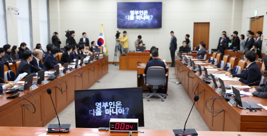 지난 1월 22일 오전 서울 여의도 국회에서 정무위원회 전체회의 ‘민생현안 및 정치테러사건 긴급현안 질의’가 열리고 있다. 당시 국민의힘 의원 대부분은 회의에 불참했다. 뉴시스