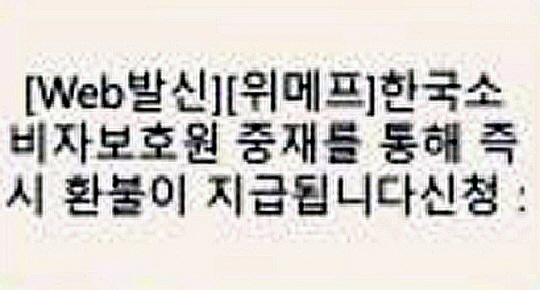 티메프 사태를 악용한 사칭 문자. KISA 제공