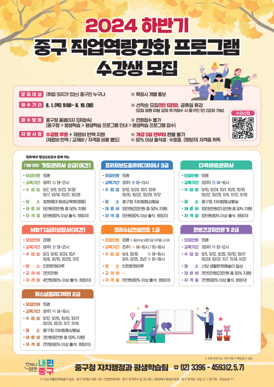 직업역량강화교육 포스터.중구청 제공