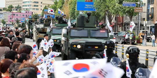 제73주년 인천상륙작전 전승기념 호국보훈 거리행진 모습. 인천시청 제공