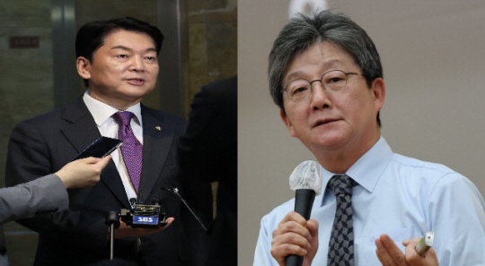 안철수 국민의힘 의원(왼쪽)과 유승민 전 국민의힘 의원. 연합뉴스