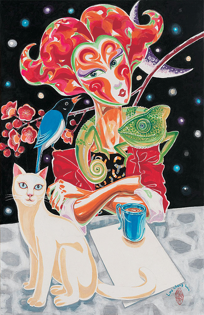이창훈 ‘도시의 삐에로’, 65×53㎝, 장지에 분채, 2024.