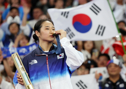 2024 파리올림픽에서 금메달을 획득한 안세영. 뉴시스