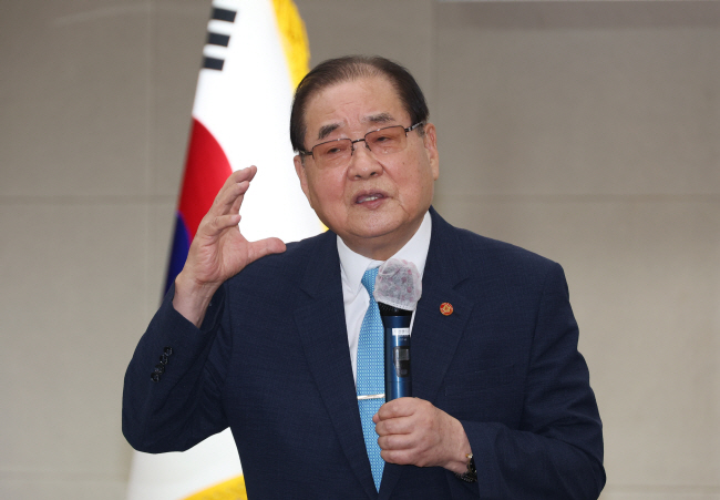 이종찬 광복회장이 8·15 광복절 전날인 지난 14일 기자회견에서 김형석 독립기념관장 사퇴를 촉구하고 있다. 뉴시스