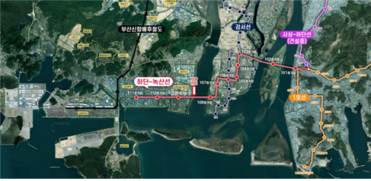 부산 도시철도 하단~녹산선 건립 예정 노선도. 부산시청 제공