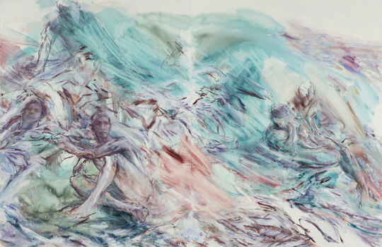 카일리 매닝의 ‘격변(Sea Change), 2023, 리넨에 오일, 243.8 x 375.9 cm 스페이스K 제공