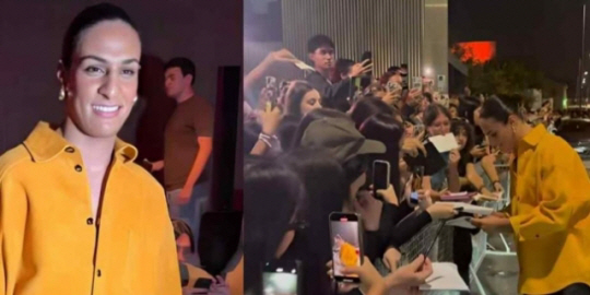 밀라노 패션위크에 참석한 칼리프와 그가 팬들에게 사인해주는 모습. 이탈리아 일간지 코리에레델로스포르트 캡처