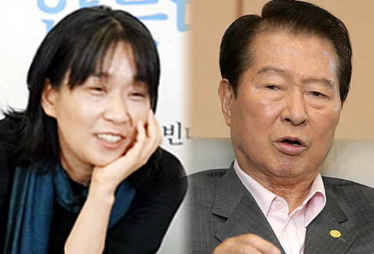 한강(왼쪽) 작가와 김대중 전 대통령. 문화일보 자료사진, 뉴시스