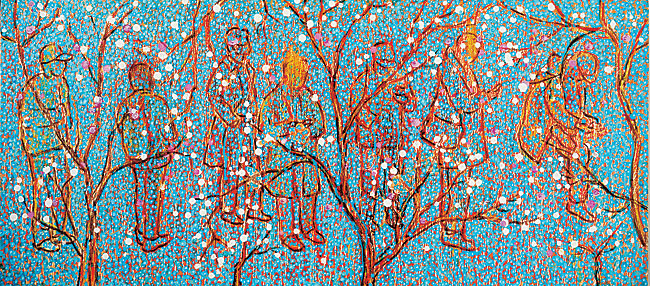 도지성 ‘도시의 틈’, 45×100㎝, 캔버스에 황토·아크릴, 2024.