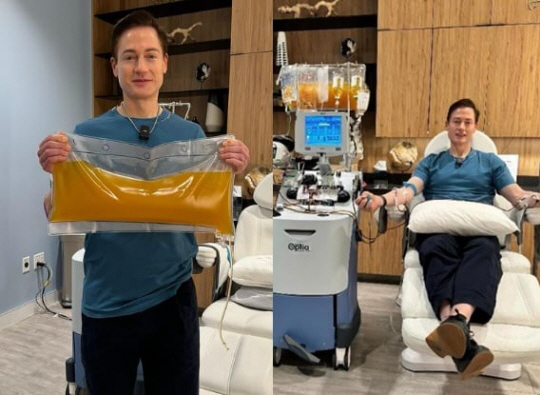 혈장교환술을 진행한 미 억만장자 브라이언 존슨. 인스타그램 캡처