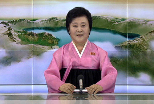 리춘희 아나운서. 북한 조선중앙TV 화면 캡처