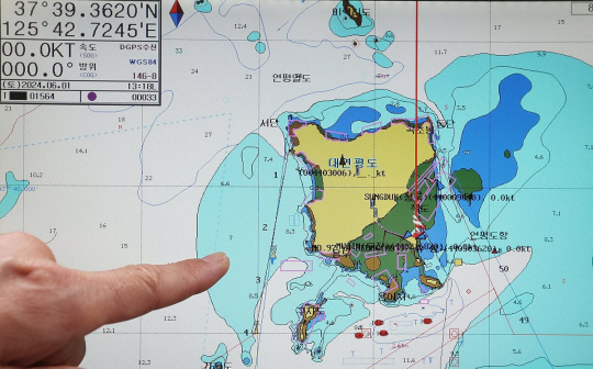 인천 옹진군 연평도 일대의 GPS 화면 모습. 옹진군 제공