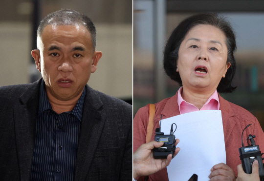 김건희 여사 공천개입 의혹의 핵심 인물인 명태균 씨(왼쪽)와 김영선 전 국민의힘 의원. 연합뉴스