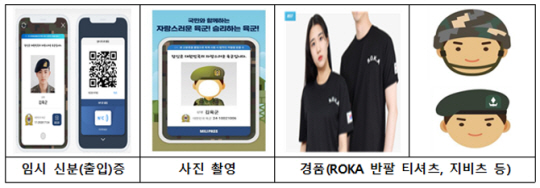 2024 대한민국 정부박람회 국방부 부스에 소개되는 스마트폰 앱 신분인증 시범서비스인 ‘밀리패스’ 및 경품. 국방부 제공