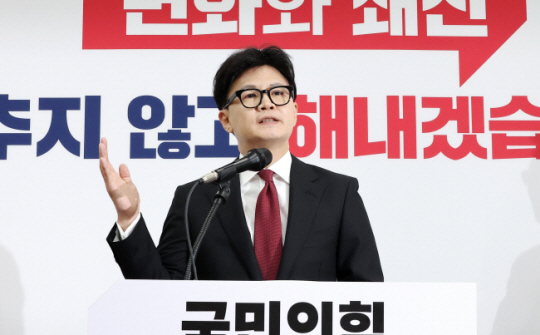 한동훈 국민의힘 대표가 지난달 30일 국회에서 당 대표 취임 100일 기자회견을 하고 있다. 연합뉴스
