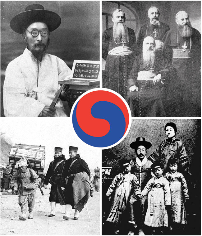 김태웅 서울대 역사교육과 교수는 ‘그들의 대한제국 1897∼1910’을 통해 혼란의 시대를 함께했던 지식인 황현(왼쪽 위부터 시계방향)과 프랑스 출신 천주교 주교 뮈텔, 개혁파 정치인 윤치호와 생업을 이어간 소상공인의 삶을 조명한다. 휴머니스트 제공