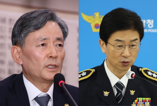 조지호(왼쪽) 경찰청장과 김봉식 서울청장. 연합뉴스