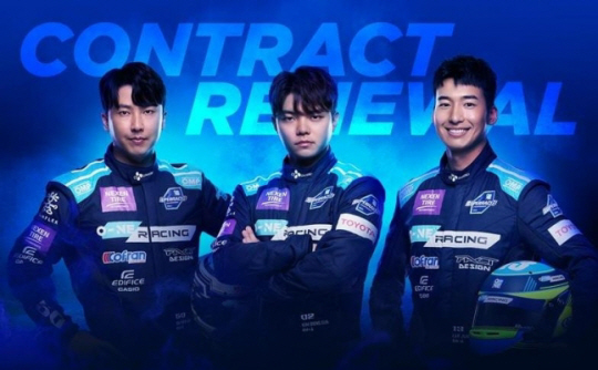 오네 레이싱의 2025시즌 드라이버 오한솔(왼쪽부터)과 김동은, 이정우. 오네 레이싱 제공