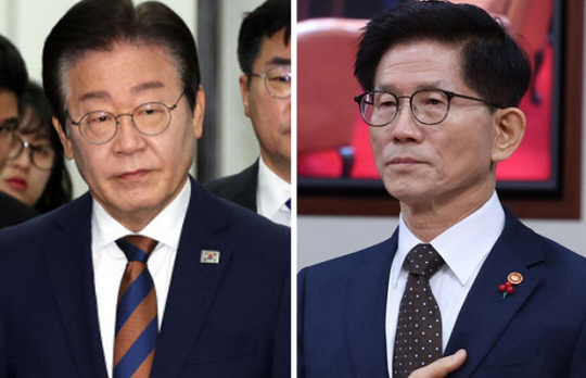 이재명(왼쪽) 더불어민주당 대표와 김문수 고용노동부 장관. 뉴시스