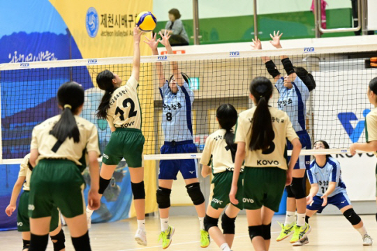대한배구협회는 엘리트 선수와 생활체육 선수가 함께 출전하는 승강제리그를 2025년부터 운영한다. 사진은 지난해 한국배구연맹이 주최한 전국 유소년 클럽대회의 경기 모습. 한국배구연맹 제공