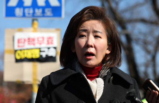 윤석열 대통령과 면회를 마친 나경원 국민의힘 의원이 3일 경기도 의왕시 서울구치소 앞에서 취재진 질문에 답하고 있다. 연합뉴스
