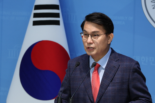 윤상현 국민의힘 의원이 9일 오전 서울 영등포구 국회의사당 소통관에서 열린 현안 관련 기자회견에서 발언하고 있다. 뉴시스