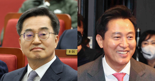 김동연(왼쪽) 경기도지사와 오세훈 서울시장