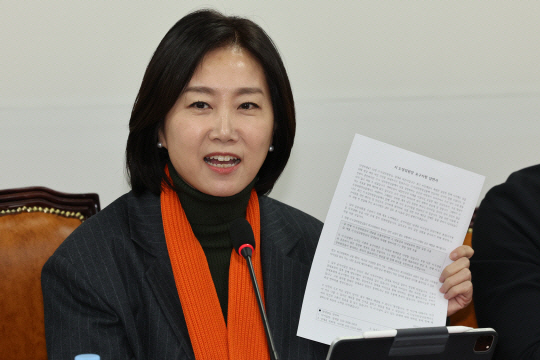 지난 1월 13일 허은아 당시 개혁신당 대표가 서울 여의도 국회에서 열린 최고위원회의에서 발언하고 있다. 뉴시스