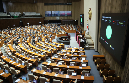 14일 오후 서울 여의도 국회에서 열린 제422회 국회(임시회) 제6차 본회의. 뉴시스
