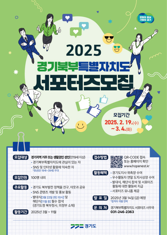 경기도가 경기북부특별자치도 설치에 대한 도민 인식을 높이고 북부발전 홍보를 위한 ‘경기북부특별자치도 서포터즈’ 1기를 모집한다. 경기도 제공