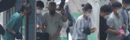 ‘간첩 혐의’를 받는 자주통일 충북 동지회 활동가들이 구속영장 심사를 받기 위해 청주지법에 출석하고 있는 모습. 연합뉴스