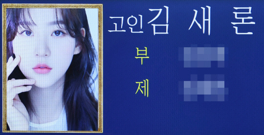 지난 2월 17일 서울 송파구 서울아산병원 장례식장에 마련된 배우 고(故) 김새론의 빈소에 고인의 영정사진이 띄워져 있다. 사진공동취재단. 뉴시스