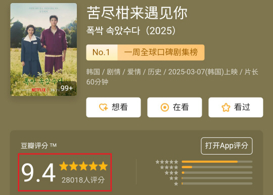 중국 콘텐츠 리뷰 사이트 더우반(豆瓣)에 올라온 ‘폭싹 속았수다’의 리뷰 화면. 리뷰 개수만 3만여 개 달렸다. 서경덕 교수팀 제공