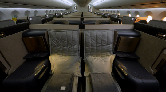 장거리 노선 프레스티지석에 추가되는 프레떼의 좌석 일체형 누빔 매트리스. 대한항공 제공