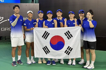 한국,  여자테니스 빌리진킹컵 지역 예선 첫승